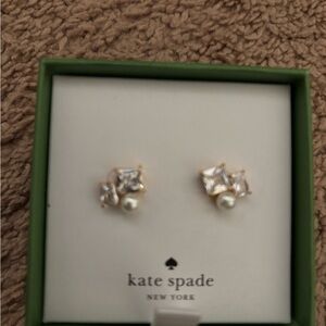 Kate Spade Gold and Crystal Pearl Earrings